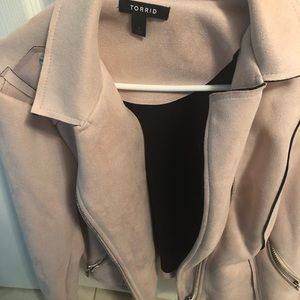 Torrid pink suede Moto style jacket